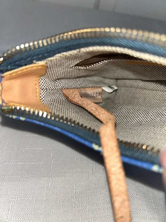 Dooney & Bourke Bitsy Bag Navy & White Micro Top-Handle Bag with Brown Trim - Picture 10 of 12